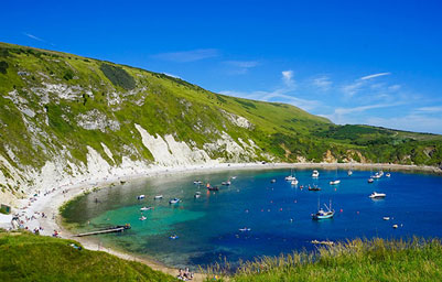 Lulworth Cove and Jurassic Coast in Dorset, UK