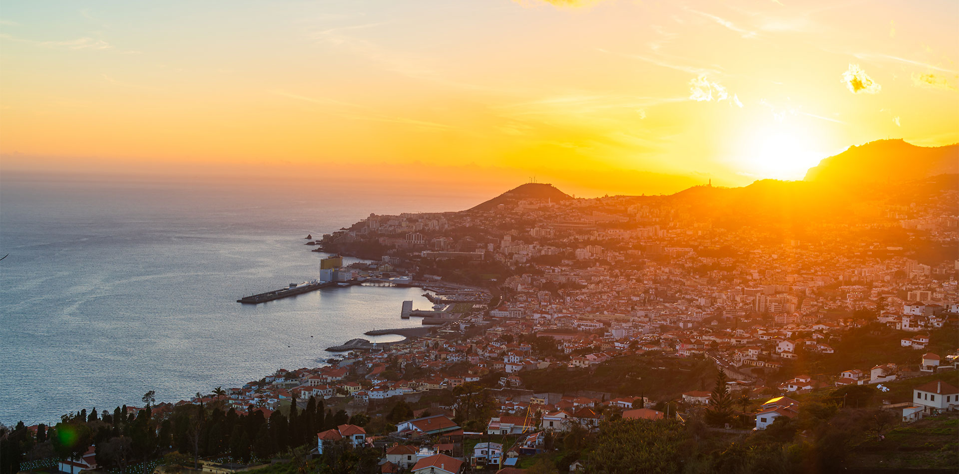 Views over Funchal at sunset, Maderia