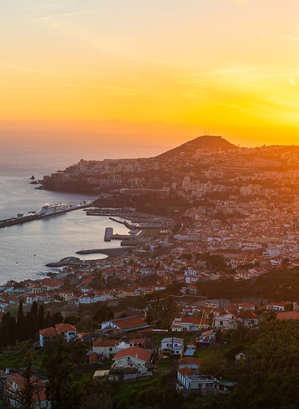 Views over Funchal at sunset, Maderia