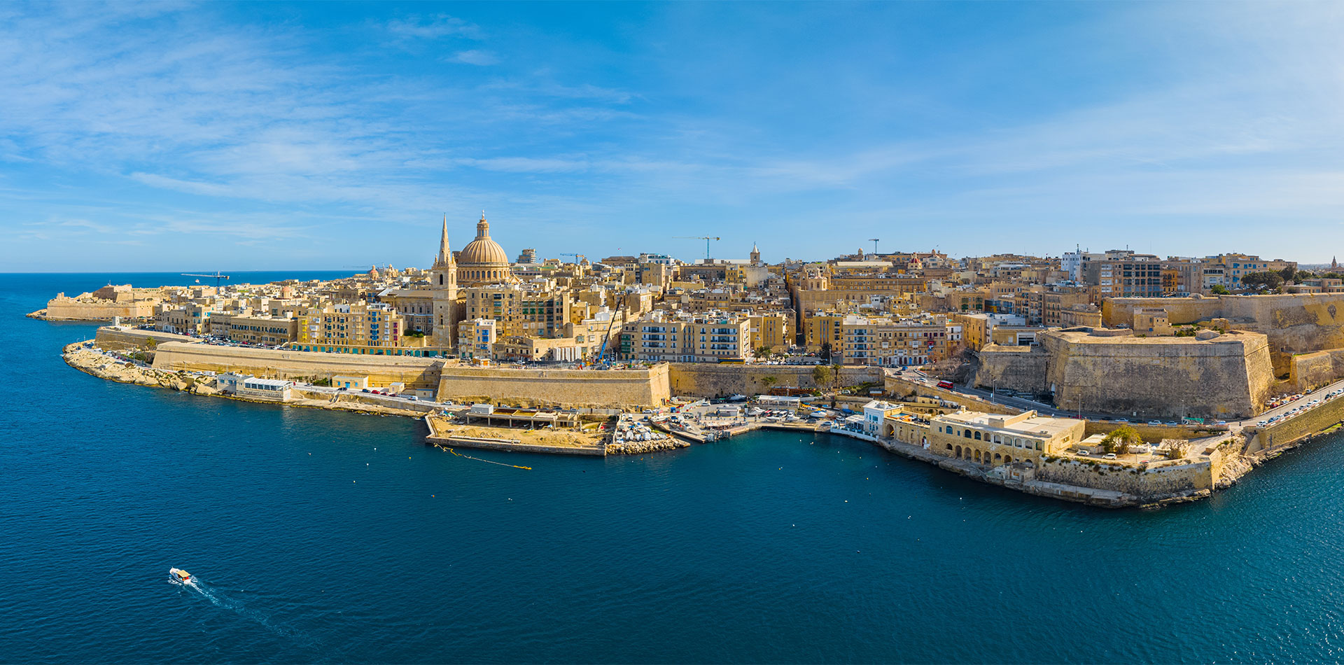 Panorama drone view of Valletta city - capital of Malta island
