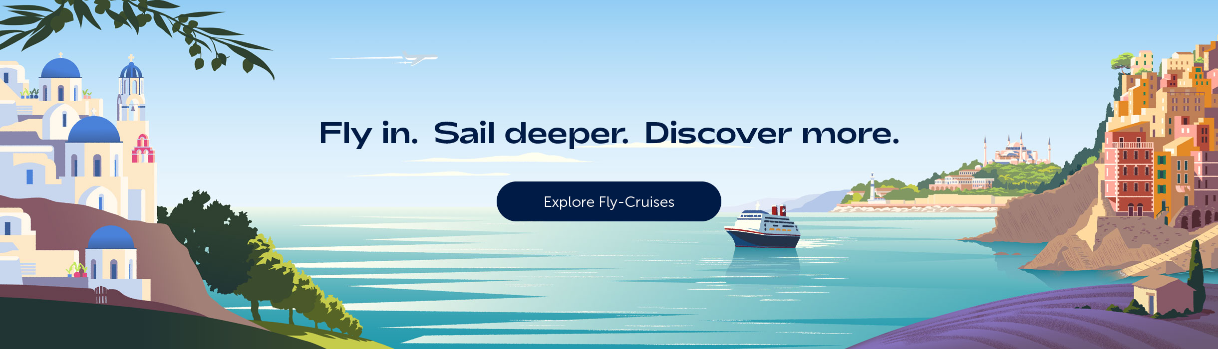 Fred. Olsen Cruises Fly cruise illustration