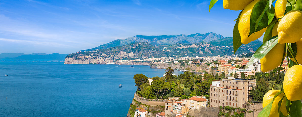 View of Amalfi coast with lemons