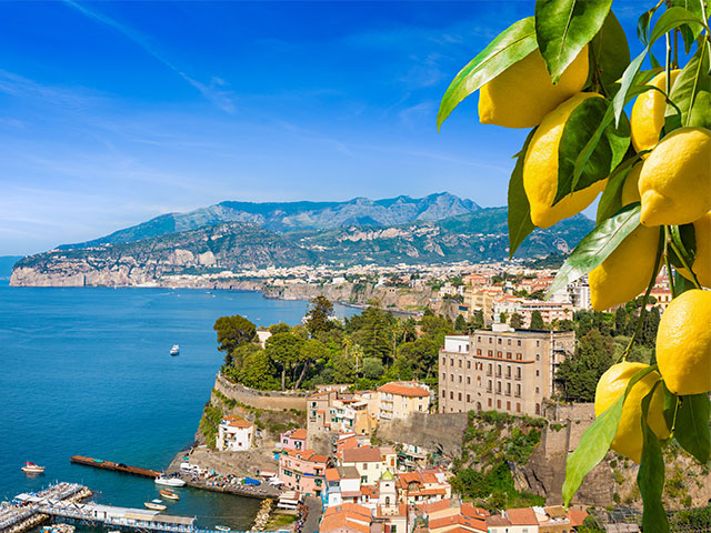 Views of Amalfi with lemons