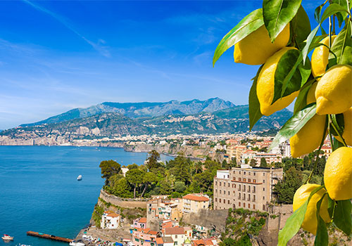 Views of Amalfi with lemons