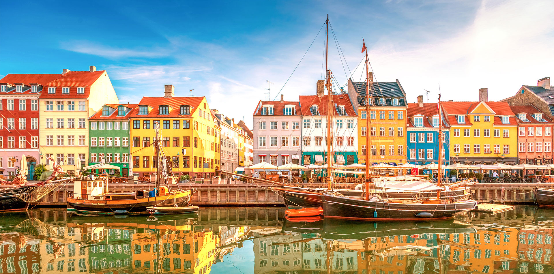 Colourful buildings in the Nyhavn district, Copenhagen