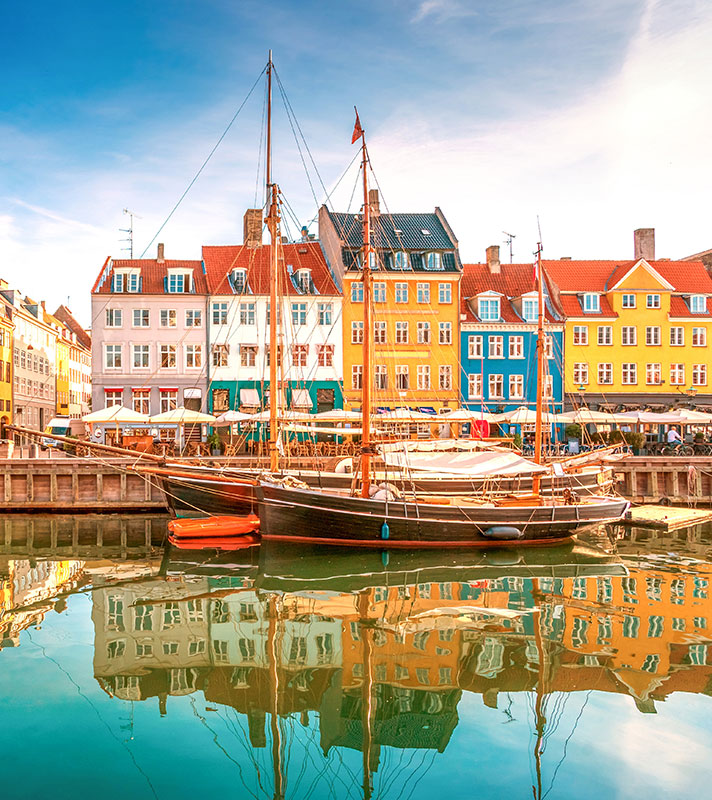Colourful buildings in the Nyhavn district, Copenhagen