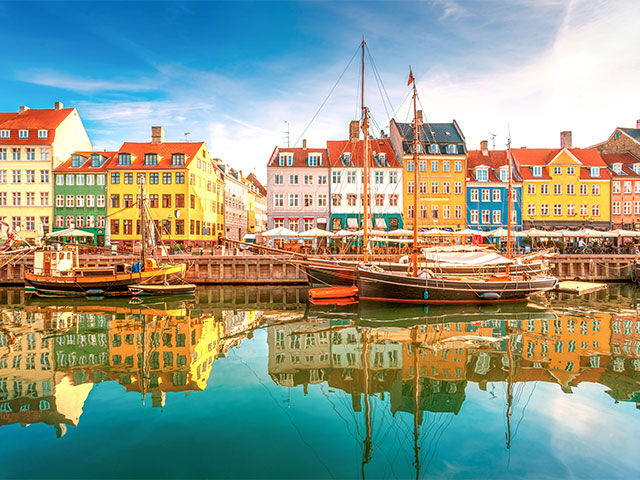 Colourful buildings in the Nyhavn district, Copenhagen