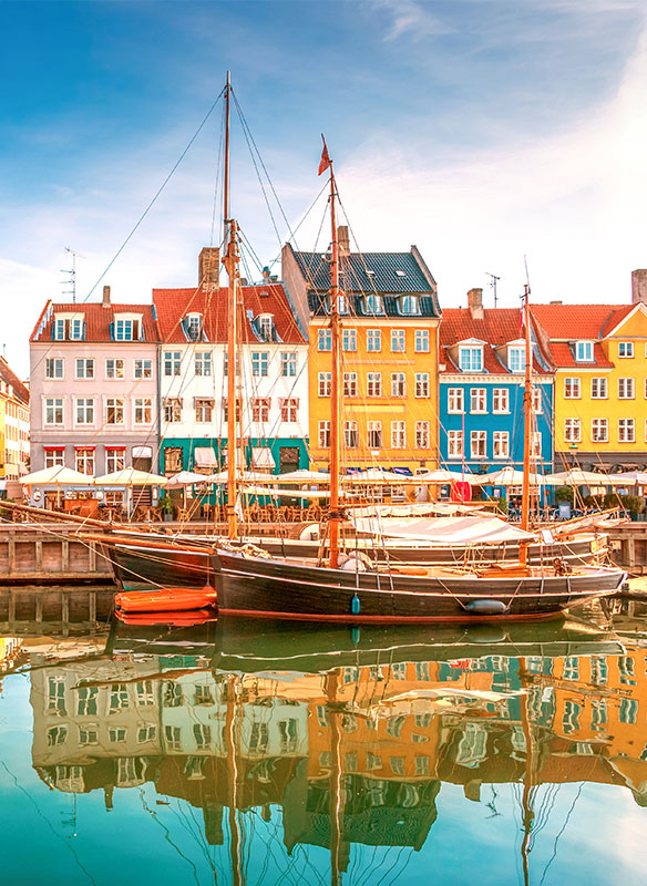 Colourful buildings in the Nyhavn district, Copenhagen