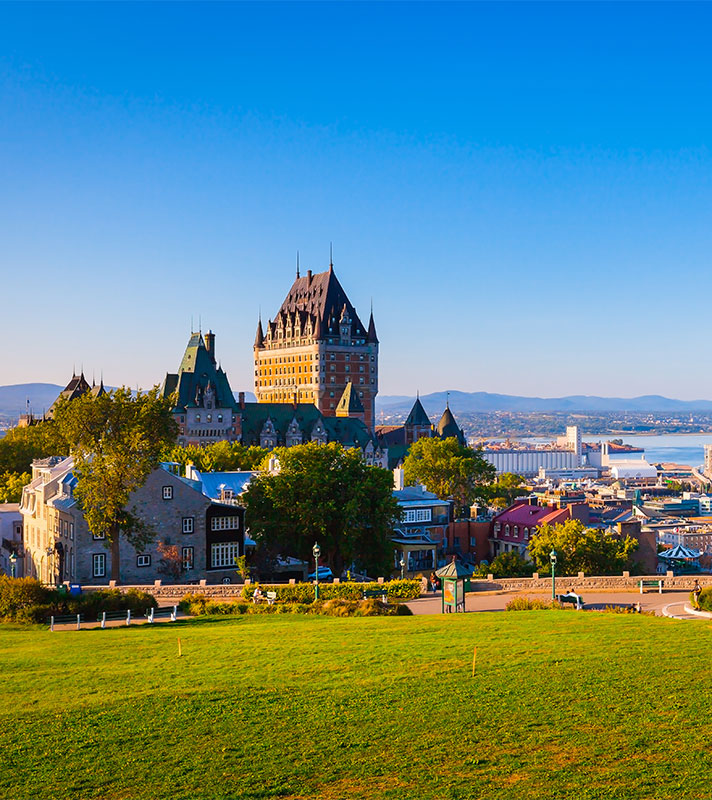 View of Quebec City skyline with Saint Lawrence river in Canada