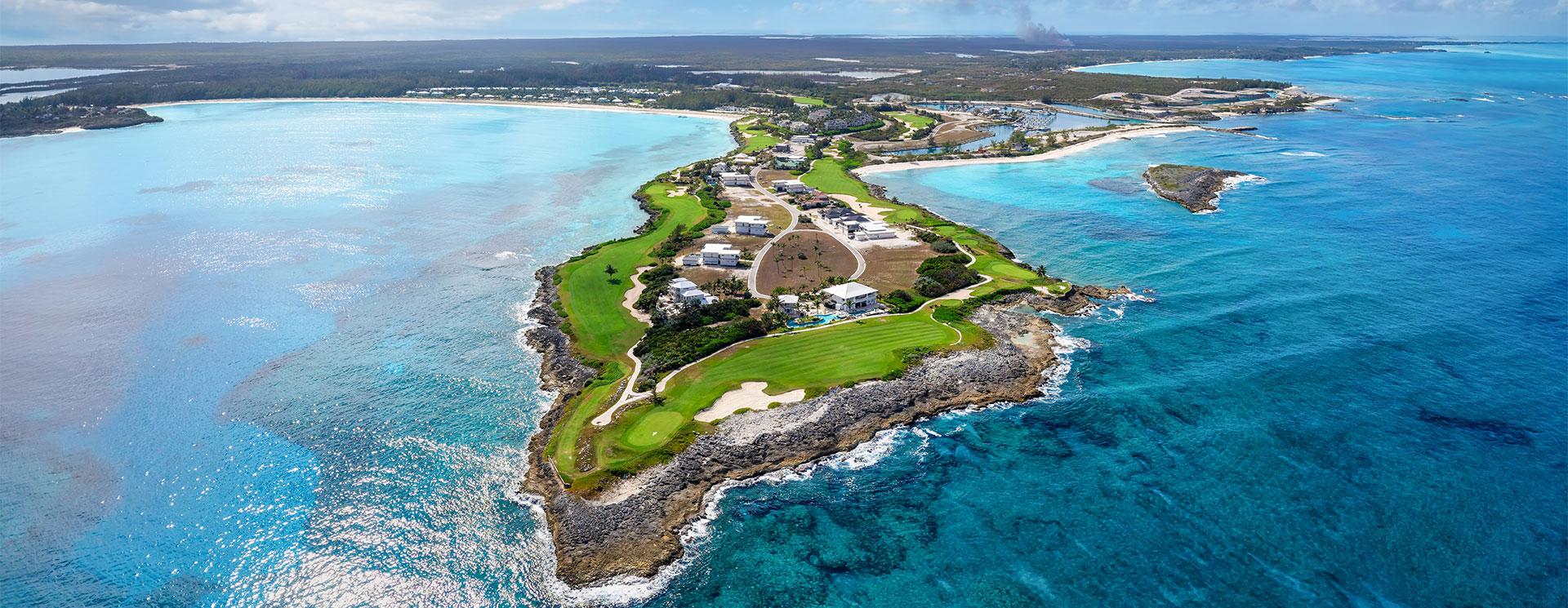 Aerial view of Emerald Bay, The Bahamas, Caribbean