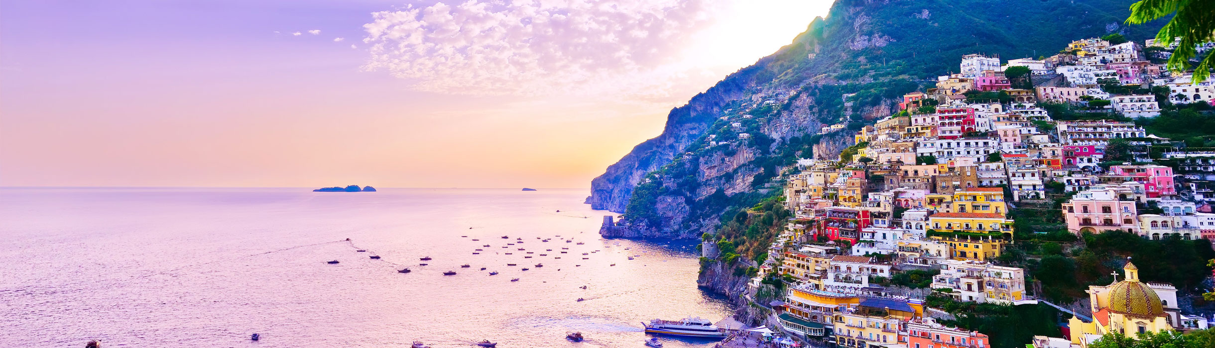 Sunset over Positano, Amalfi Coast, Italy