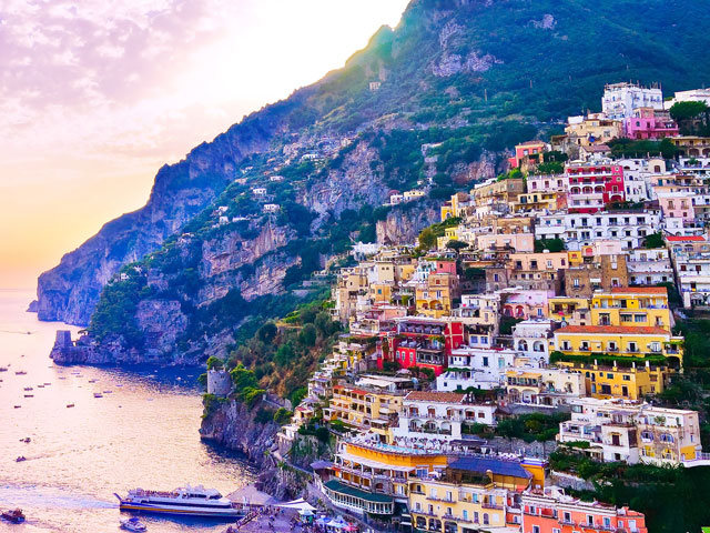 Sunset over Positano, Amalfi Coast, Italy