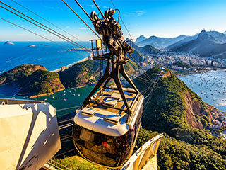 Cable cars above Sugar loaf mountain, Rio de Janerio