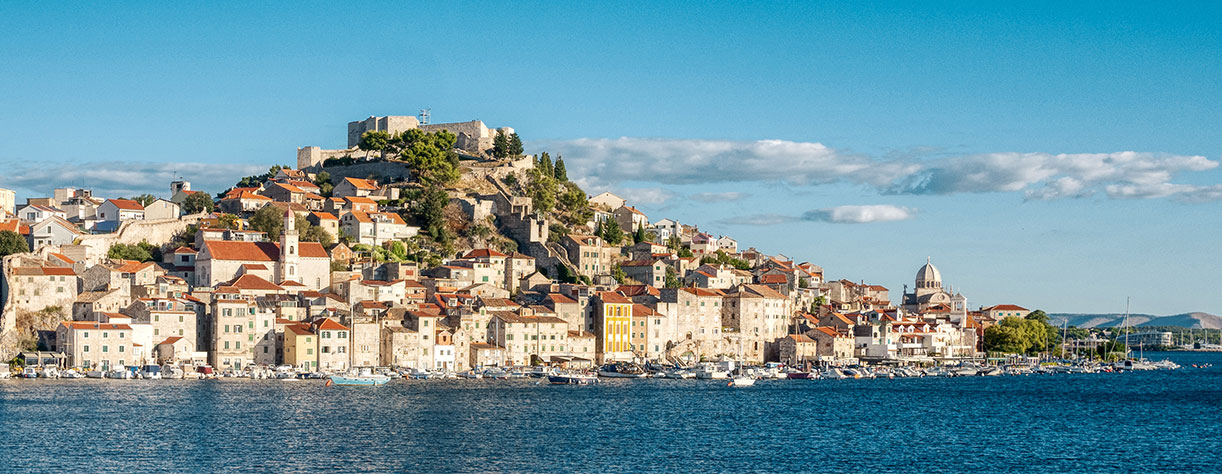 Panoramic View of Sibenik Old Town and Adriatic Coast, Croatia