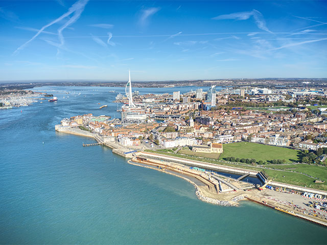 Portsmouth Harbour with the Spinnaker Tower in view, UK