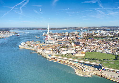Portsmouth Harbour with the Spinnaker Tower in view, UK