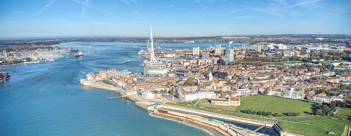 Portsmouth Harbour with the Spinnaker Tower in view, UK