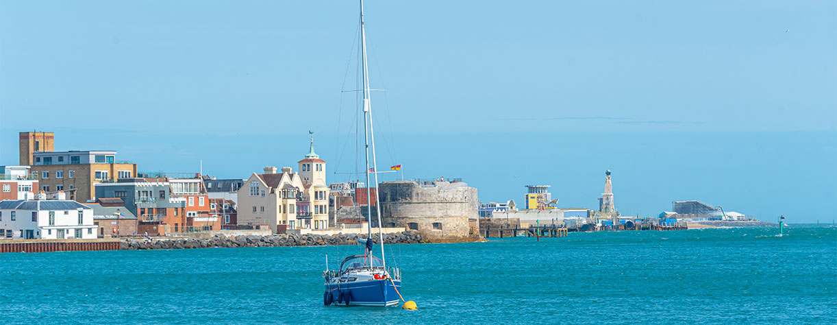 View of the round house in Portsmouth, waterfront England
